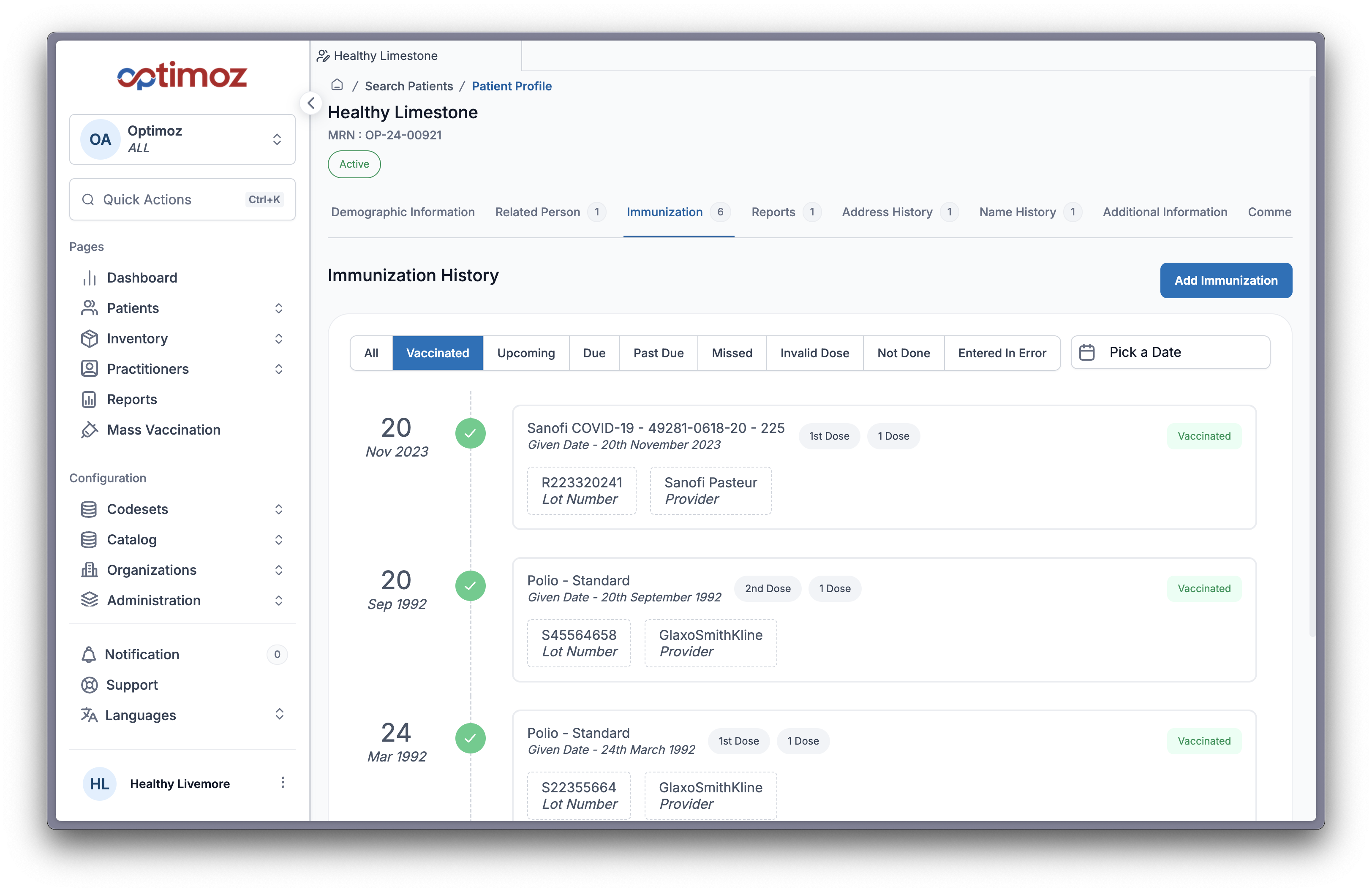 Immunization History