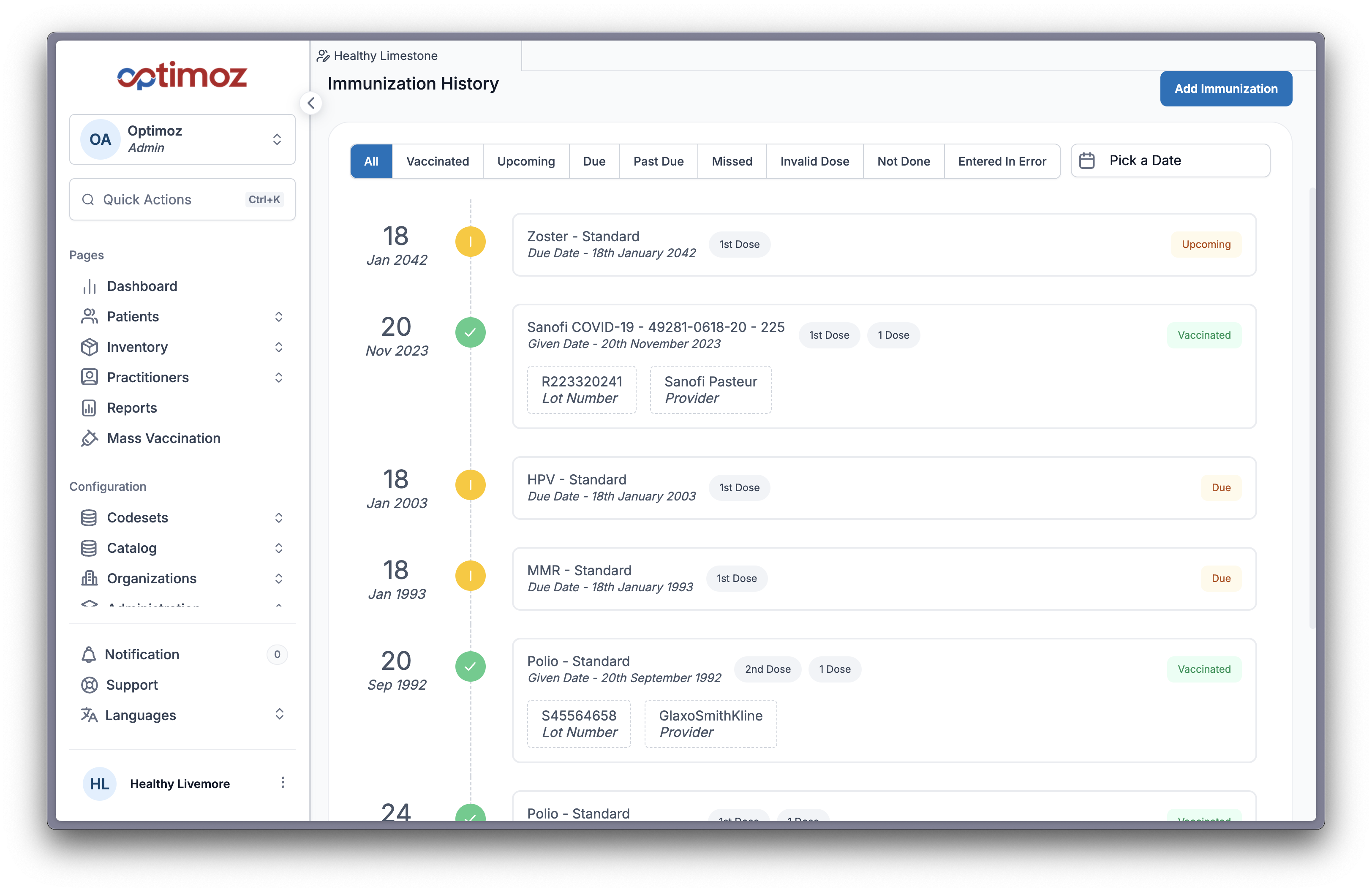 Immunization Recommendations